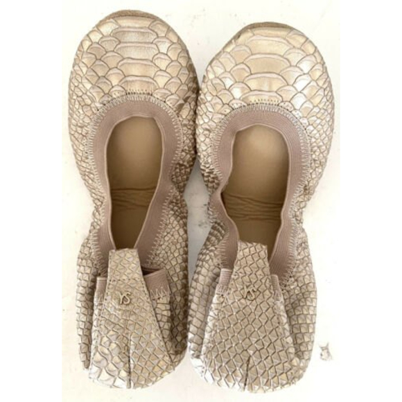 SOLD Yosi Samra Sammie Gold Metallic Python Snake Ballet Flats Size 9 - Picture 8 of 10